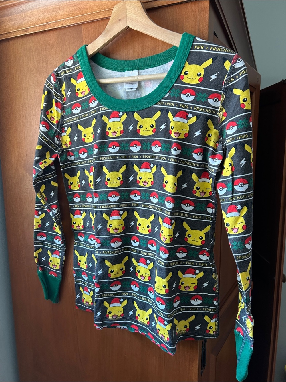 Pokemon Holiday Hanna Andersson Pajama Set - Black & Yellow with Green Trim